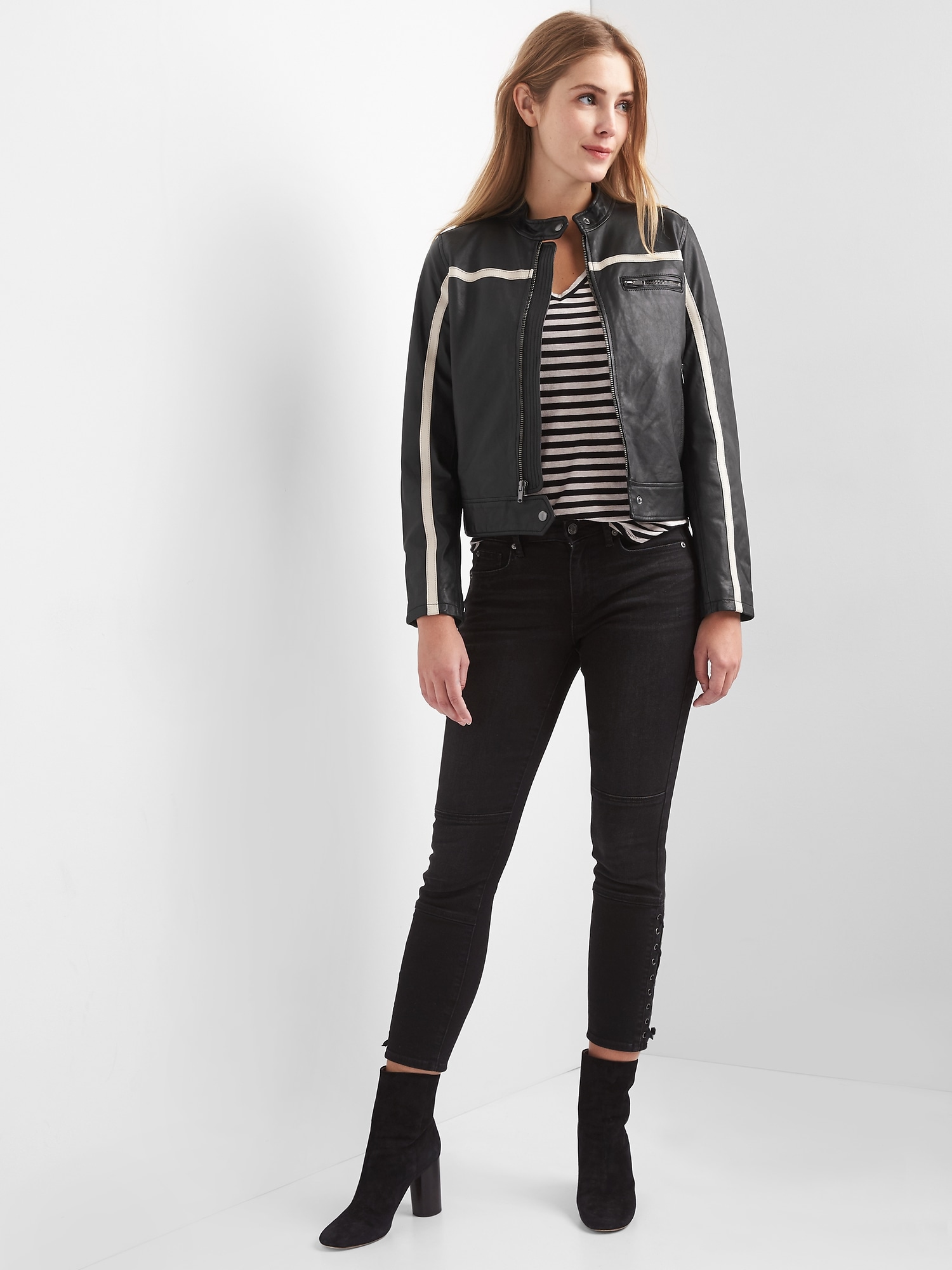 Gap leather clearance biker jacket