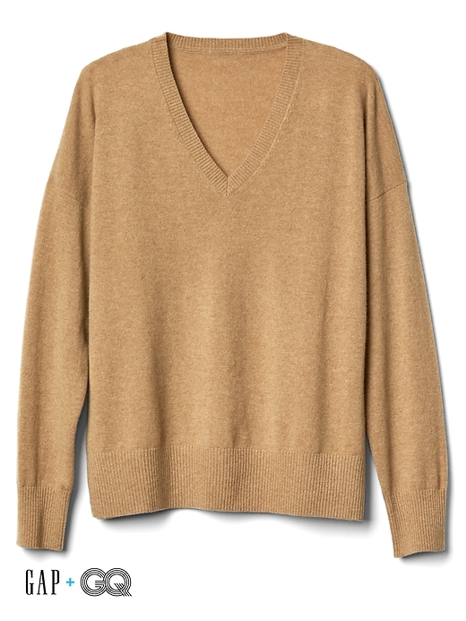 Image number 1 showing, Gap + GQ Ami cashmere oversized V-neck sweater