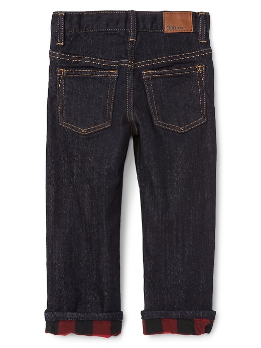 Image number 2 showing, Flannel-Lined Straight Jeans in Stretch