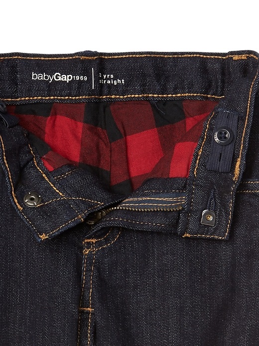 Image number 4 showing, Flannel-Lined Straight Jeans in Stretch