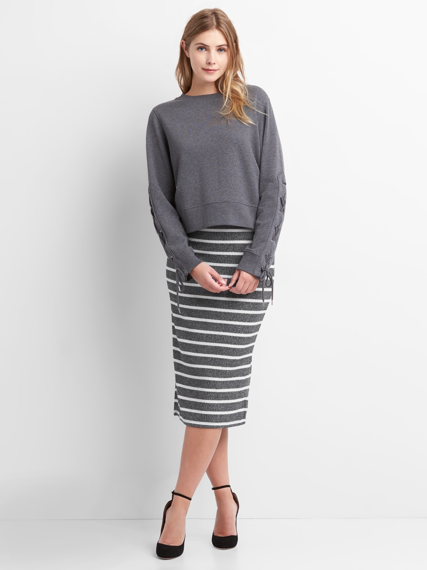 Softspun Stripe Midi Skirt Gap