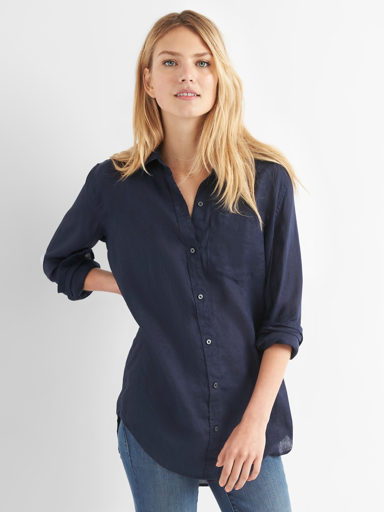 Linen oversize boyfriend shirt | Gap