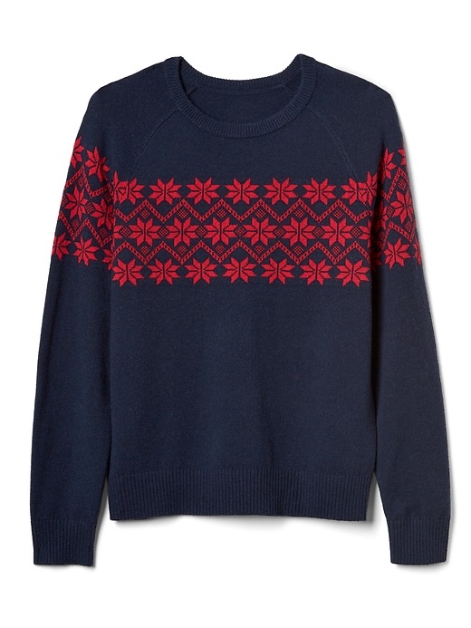 Merino wool blend snowflake crewneck sweater | Gap