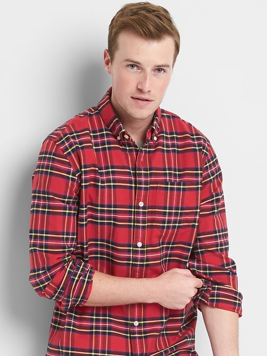 Image number 1 showing, Oxford plaid standard fit shirt