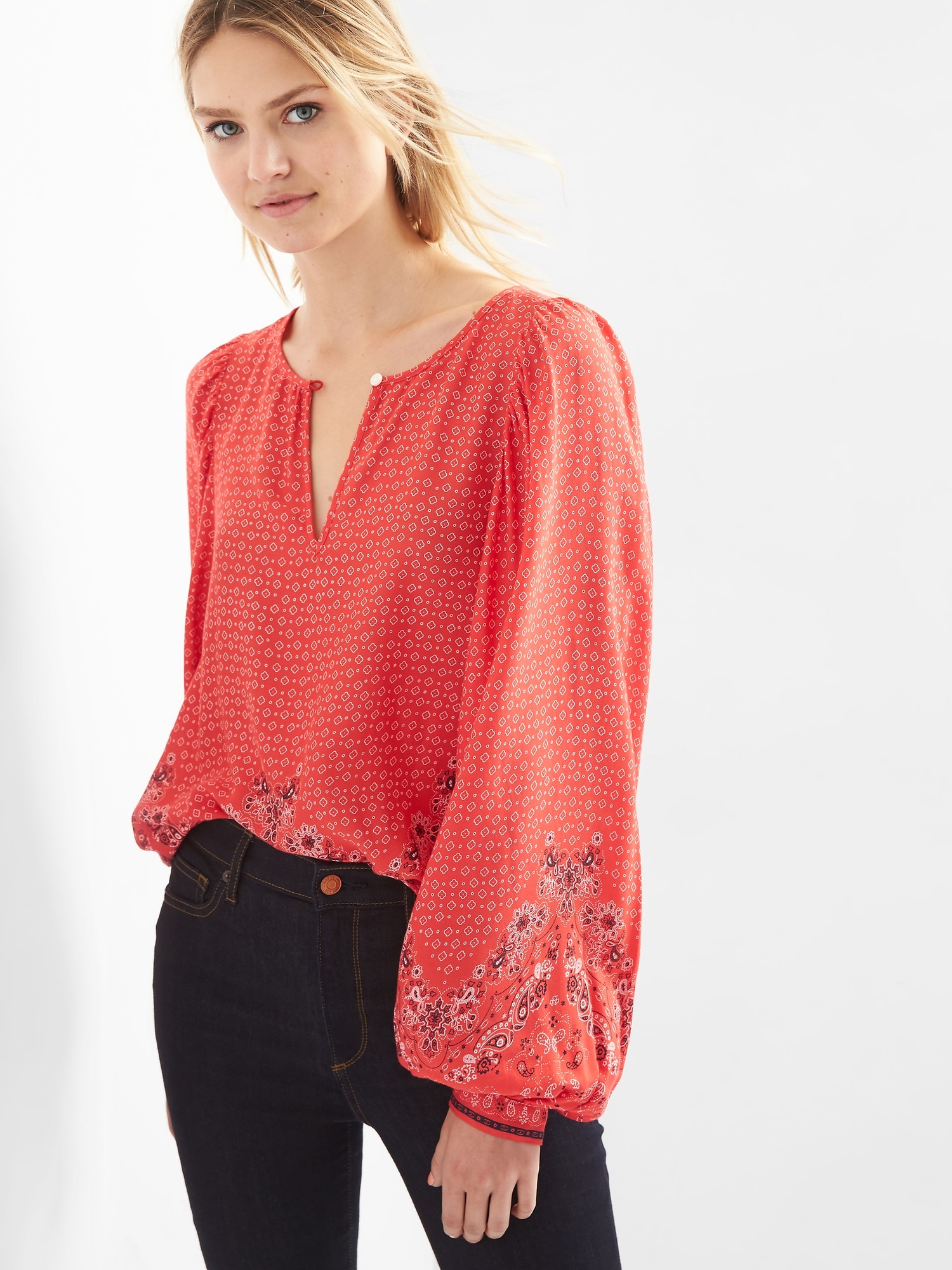 Paisley hem keyhole top