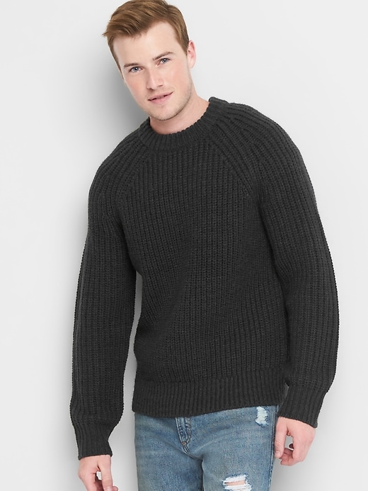 Image number 1 showing, Wool blend ribbed crewneck sweater