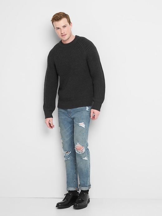 Image number 3 showing, Wool blend ribbed crewneck sweater