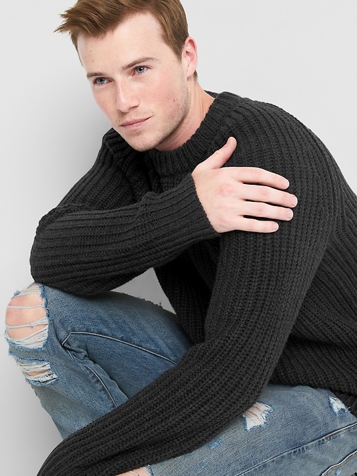 Image number 5 showing, Wool blend ribbed crewneck sweater