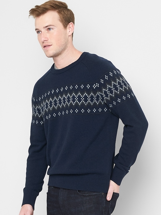 Image number 1 showing, Fair isle crewneck sweater