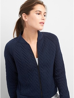 Packable Jacquard Knit Bomber Jacket