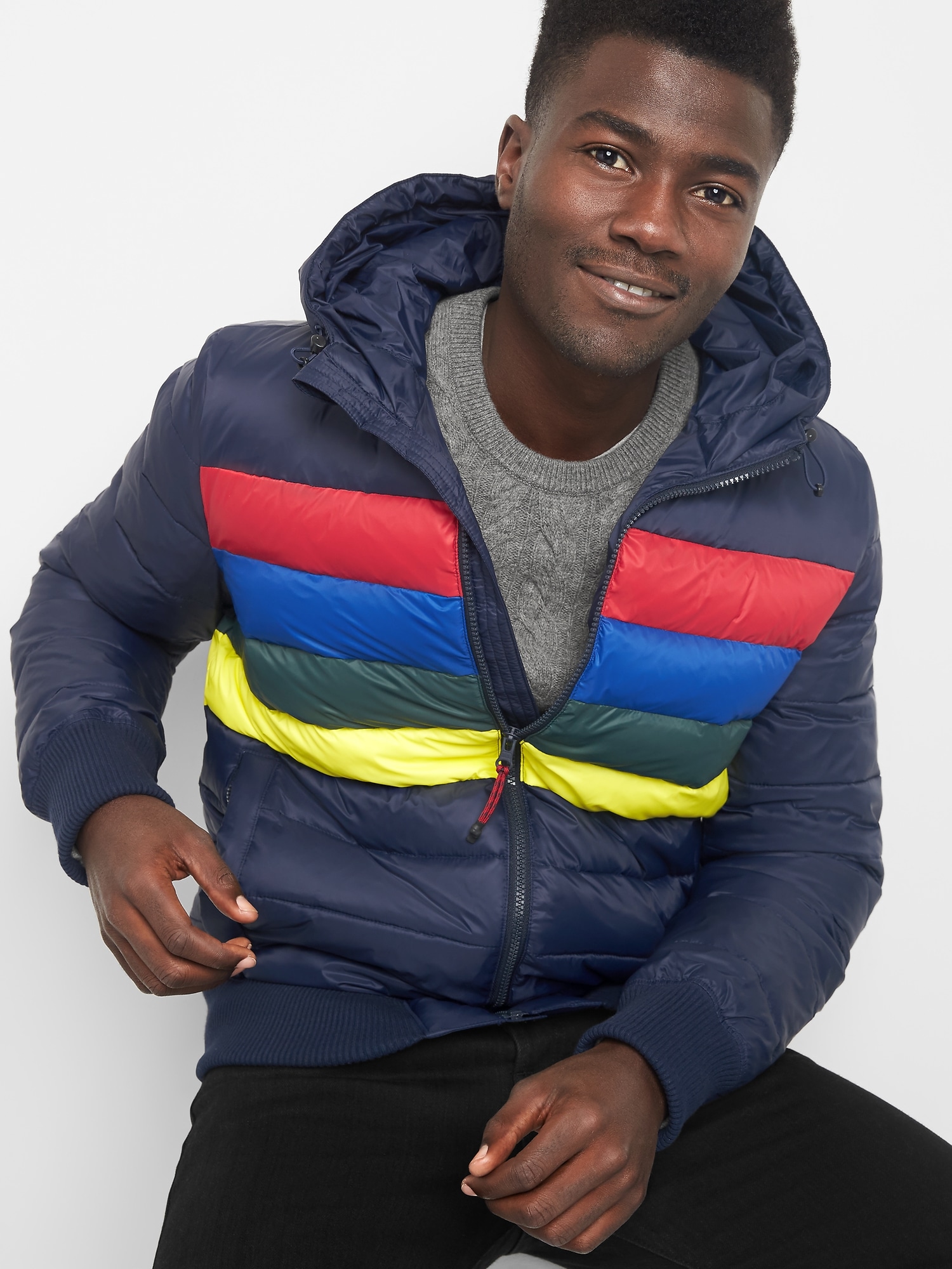 ColdControl Max crazy stripe puffer jacket | Gap