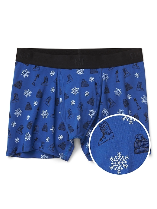 View large product image 1 of 1. Holiday print 4" boxer briefs