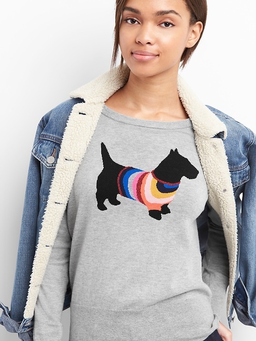 Image number 5 showing, Crazy stripe dog graphic pullover sweater