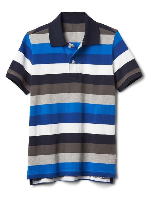 View large product image 1 of 1. Short sleeve crazy stripe pique polo