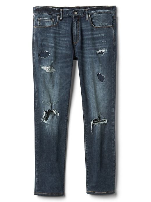 Image number 6 showing, Skinny fit destructed repair jeans