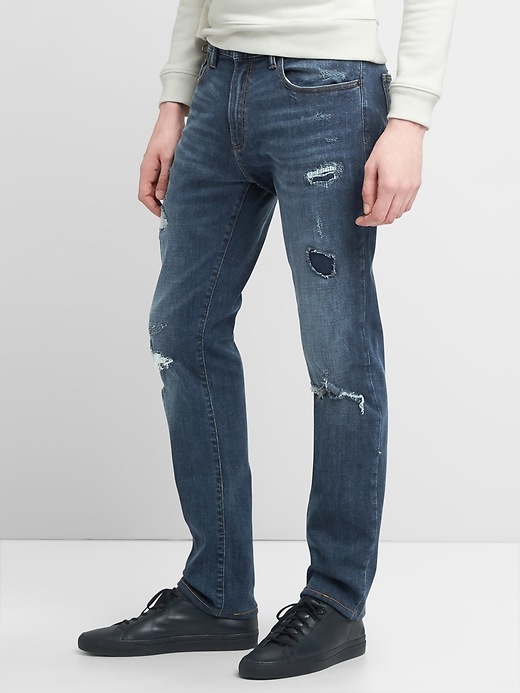 Image number 5 showing, Skinny fit destructed repair jeans
