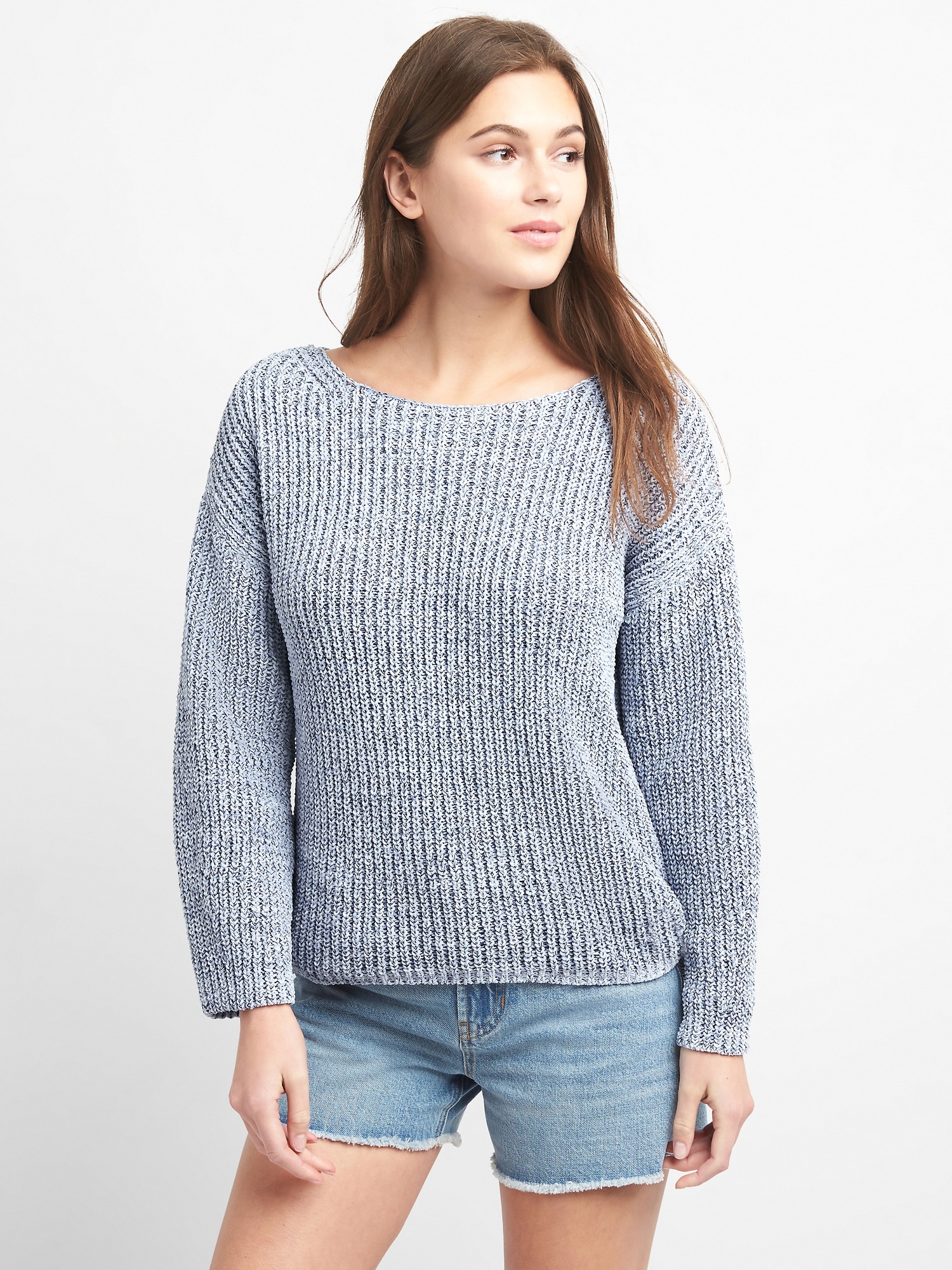 Chenille Wide Sleeve Boatneck Pullover Sweater Gap