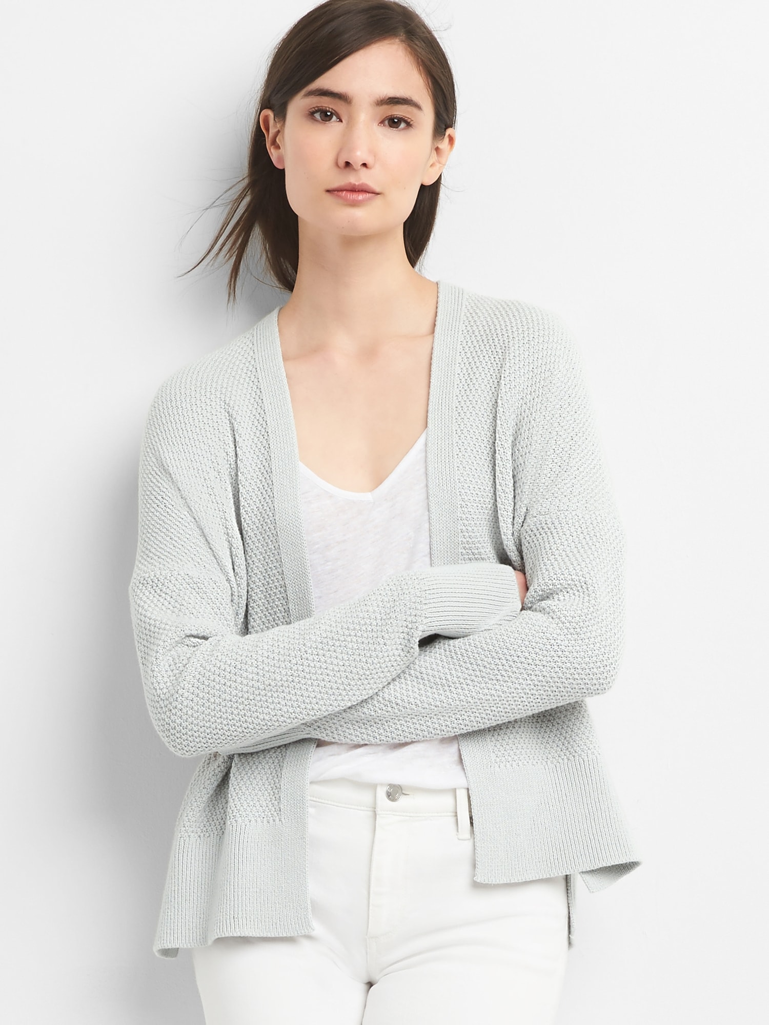 Open Front Textured Knit Cardigan Sweater Gap