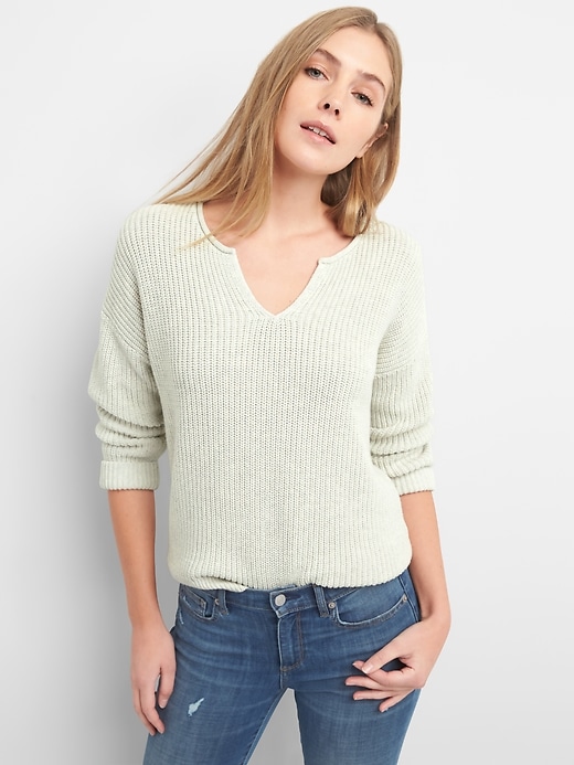 View large product image 1 of 1. Shaker Stitch Pullover Sweater