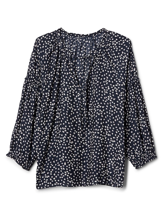 Image number 6 showing, Shirred Long Sleeve Print Blouse