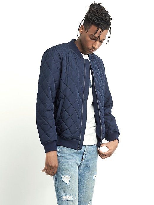 Image number 1 showing, Quilted Bomber Jacket