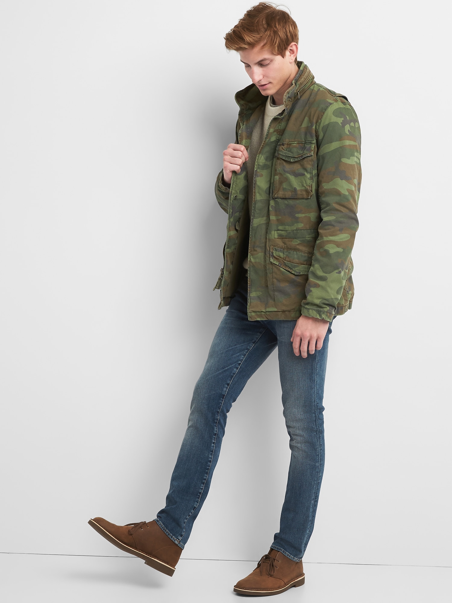 Gap military jacket with store hidden hood