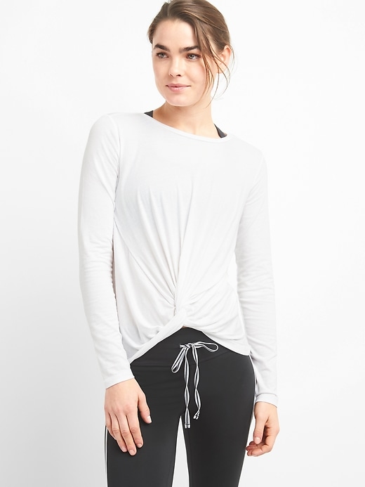 View large product image 1 of 1. GapFit Twist-Front Long Sleeve Top