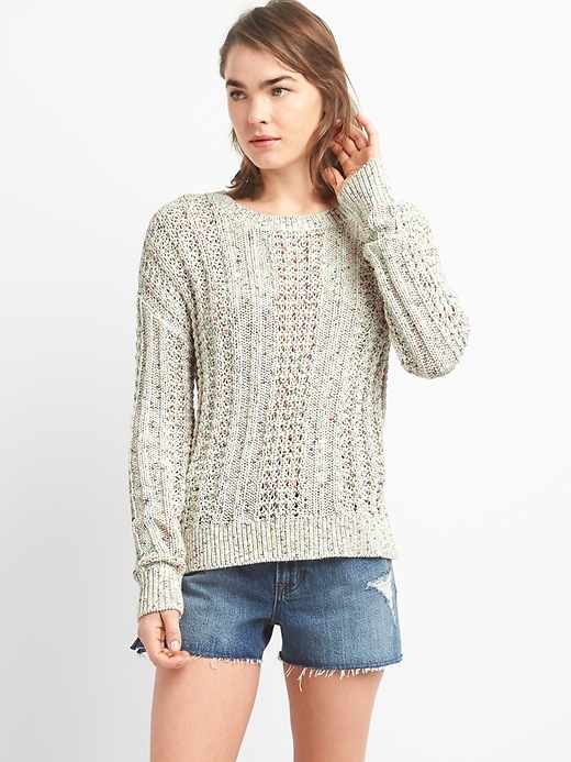 Spacedye Textured Knit Crewneck Pullover Sweater | Gap