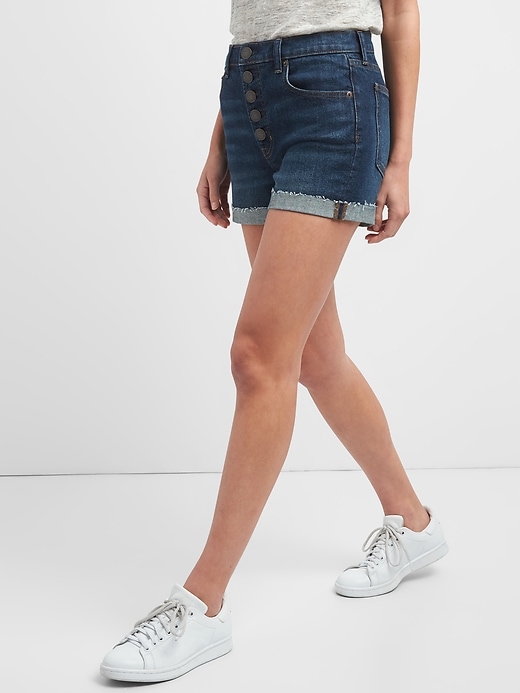 Image number 5 showing, Washwell High Rise 3" Denim Shorts with Button-Fly
