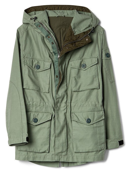 Image number 6 showing, Hooded Military Jacket