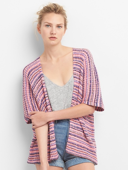 Image number 1 showing, Stripe Open-Front Cardigan Sweater