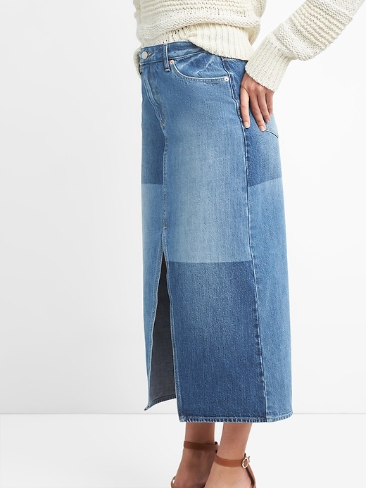Image number 5 showing, 5-Pocket Denim Midi Skirt