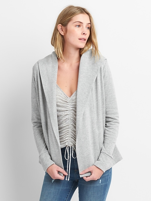 Image number 1 showing, Open-Front Hooded Cardigan Sweatshirt