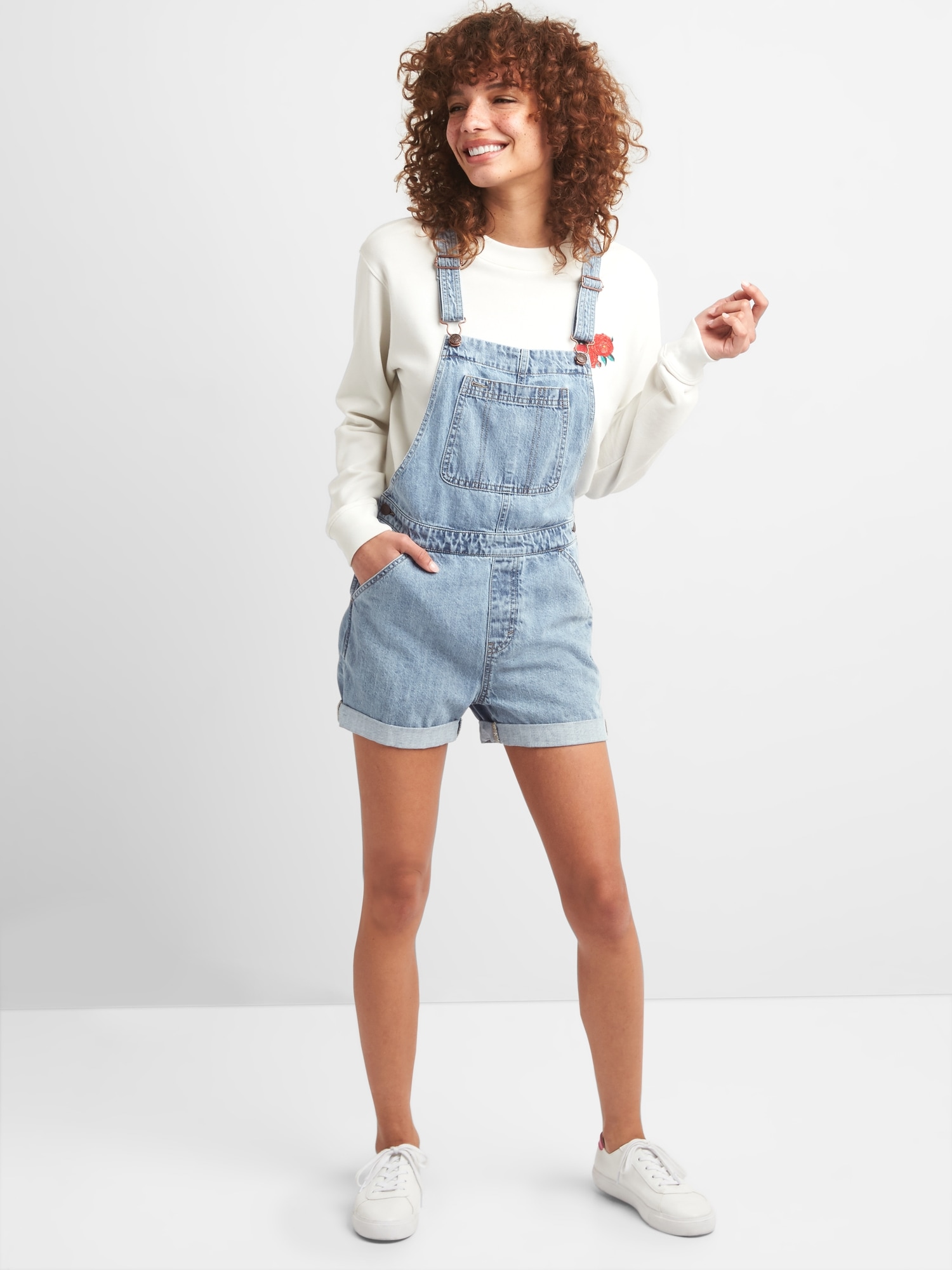 Gap denim overall deals shorts