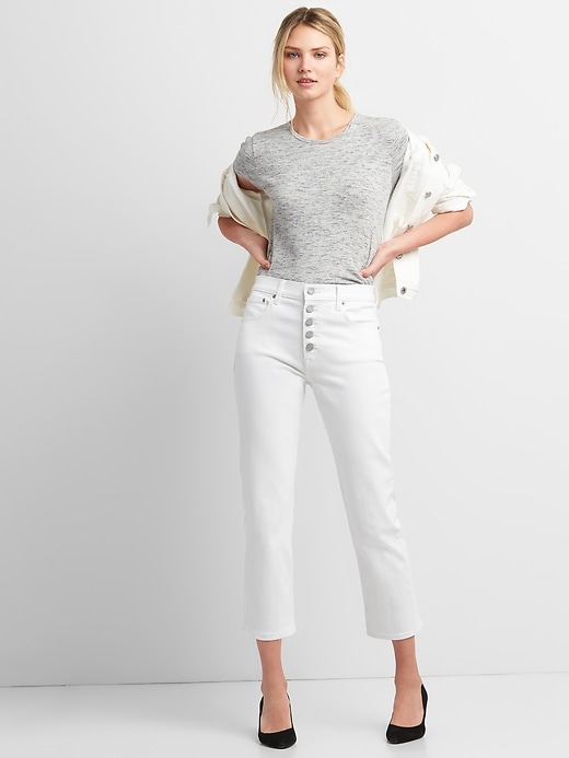 High Rise Straight Crop Jeans with Button-Fly | Gap