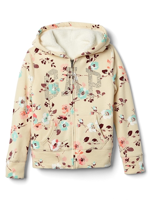 Image number 1 showing, Cozy logo floral zip hoodie