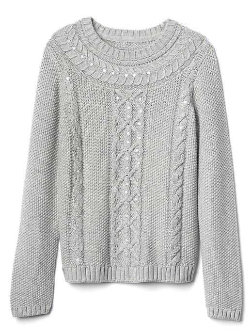 Image number 1 showing, Sequin cable-knit sweater