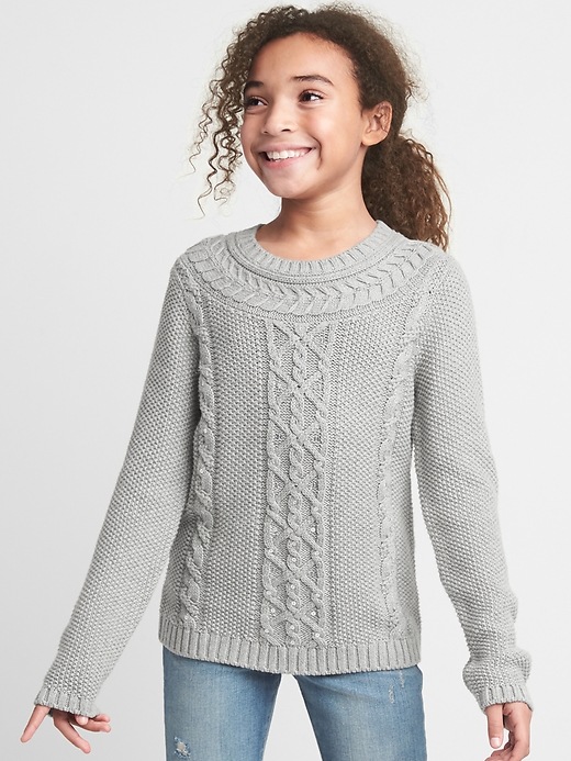 Image number 2 showing, Sequin cable-knit sweater