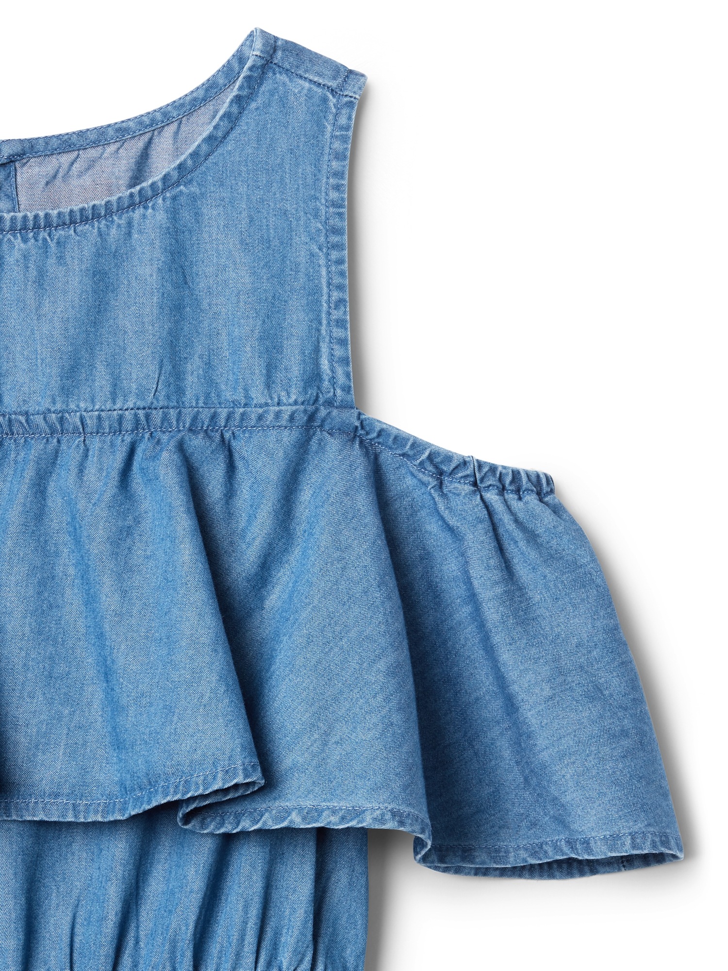 Sosandar Indigo Blue Button Front Bardot Denim Dress Cotton | Lyst UK