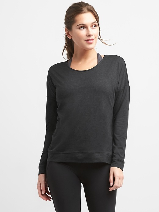 GapFit Cross-Back Sweatshirt in Brushed Jersey | Gap