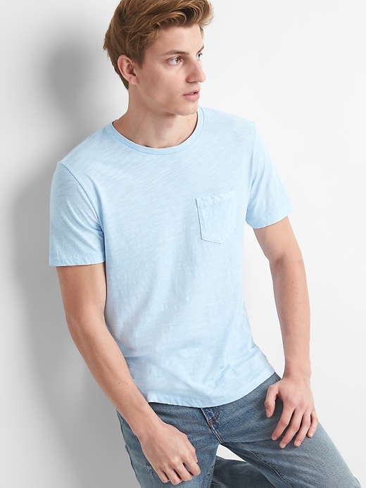 View large product image 1 of 1. Pocket T-Shirt in Slub Cotton