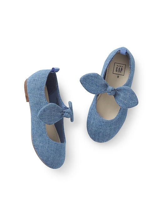 View large product image 1 of 1. Chambray Tie Ballet Flats