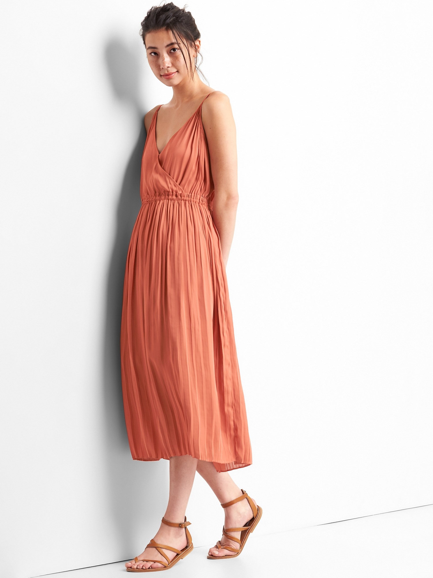 Cami pleated midi clearance dress