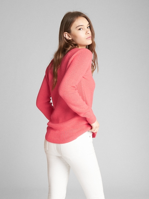 Image number 2 showing, Wide Boatneck Pullover Sweater in Merino Wool-Blend