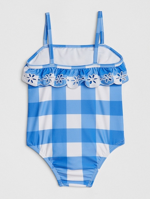 Image number 2 showing, Eyelet Gingham One-Piece