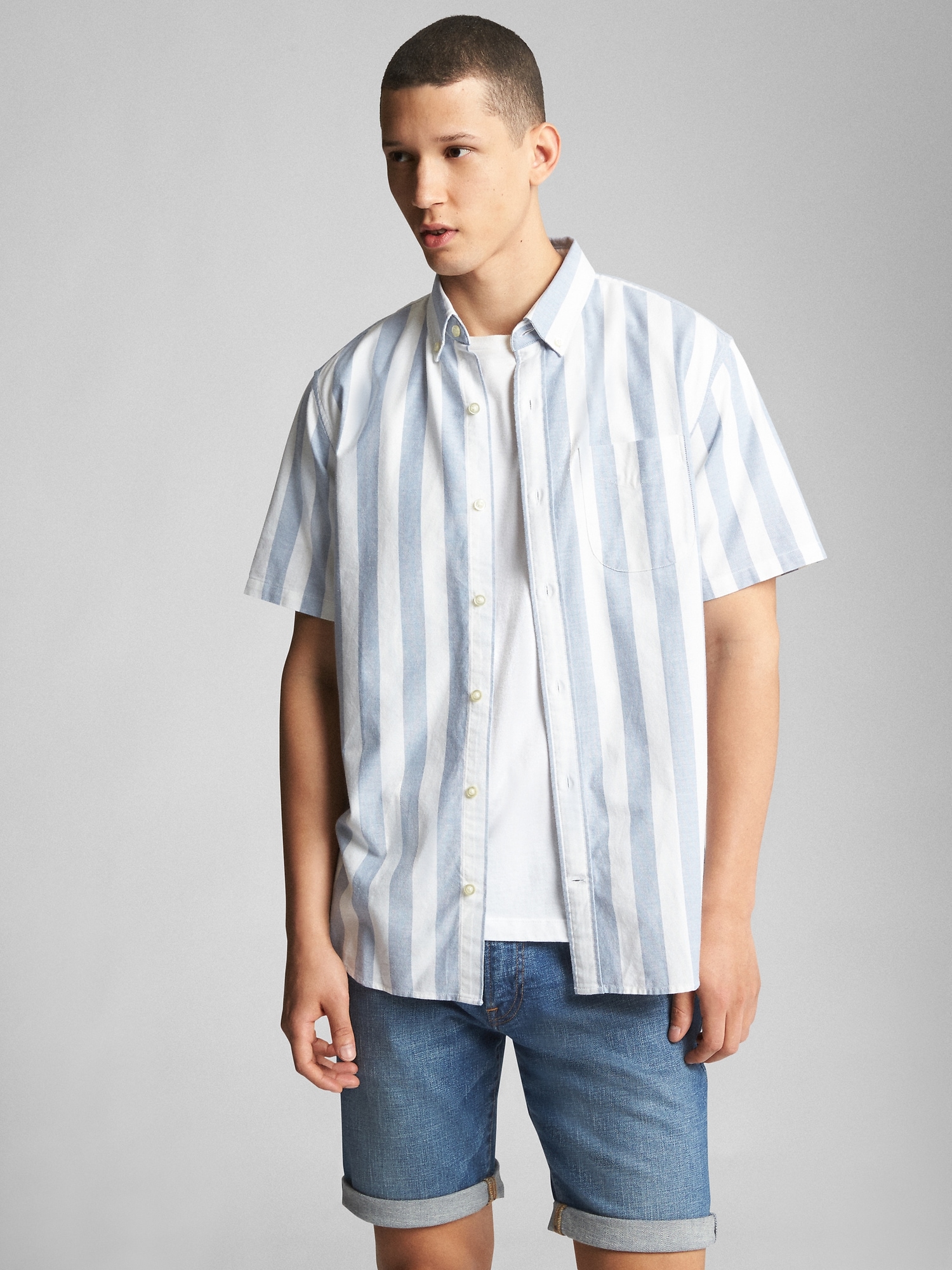 Lived-In Stretch Oxford Short Sleeve Shirt | Gap