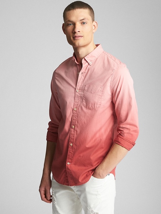 View large product image 1 of 1. Dip-Dye Standard Fit Shirt in Poplin