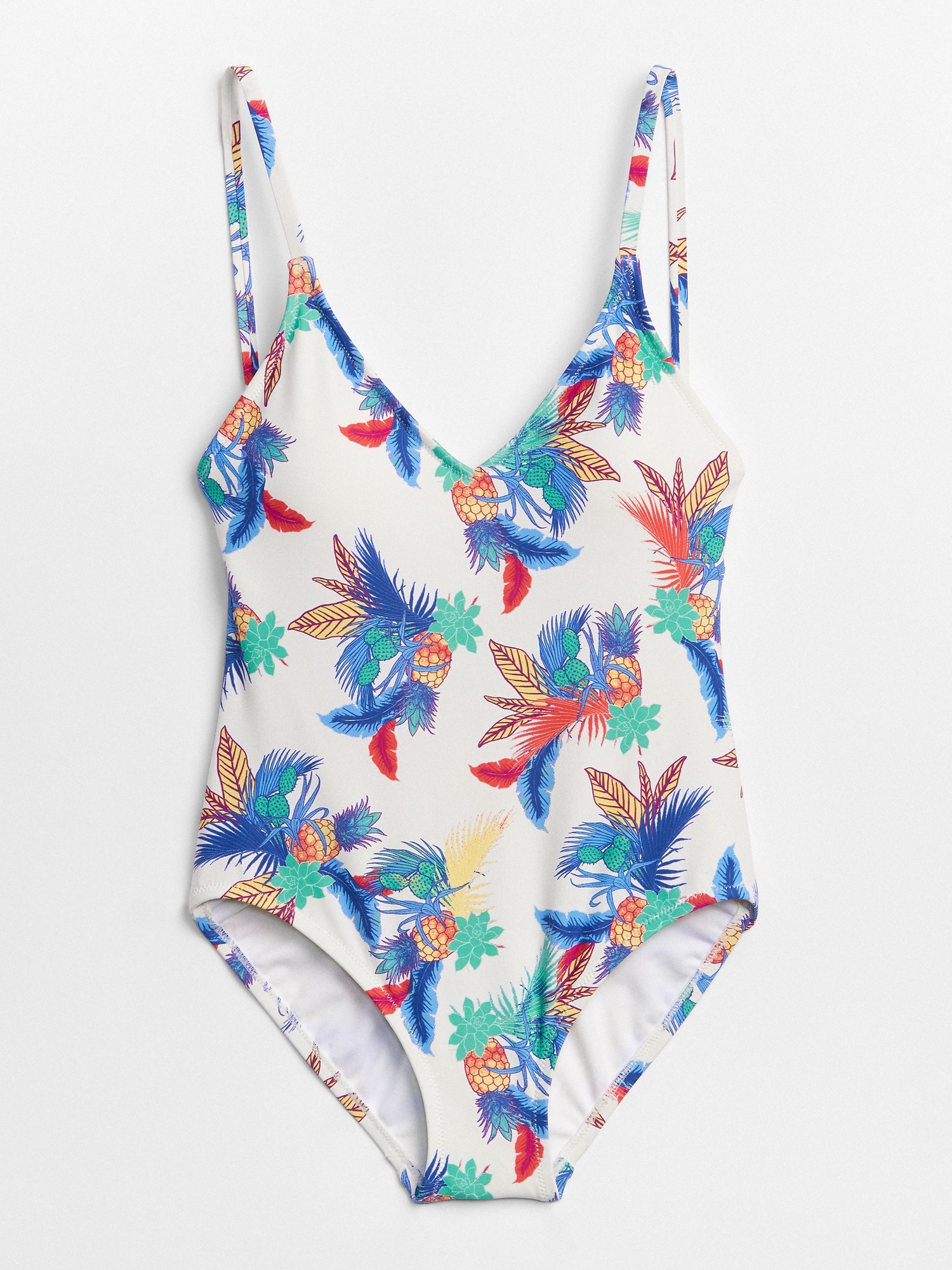 Strappy Low-Back Tropical Print One-Piece Suit | Gap