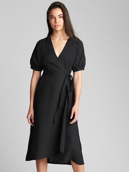 gap black wrap dress