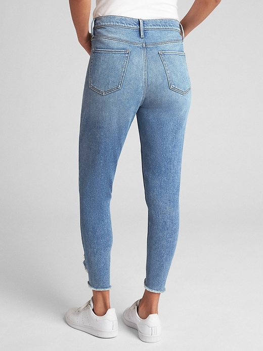 Image number 2 showing, High Rise True Skinny Crop Jeans with Distressed Detail